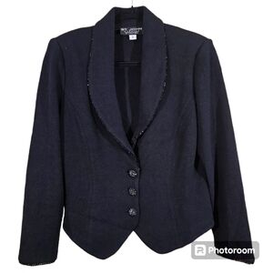 St John Evening Knit Jacket Blazer Size 6 with Rhinestone Jewel Buttons